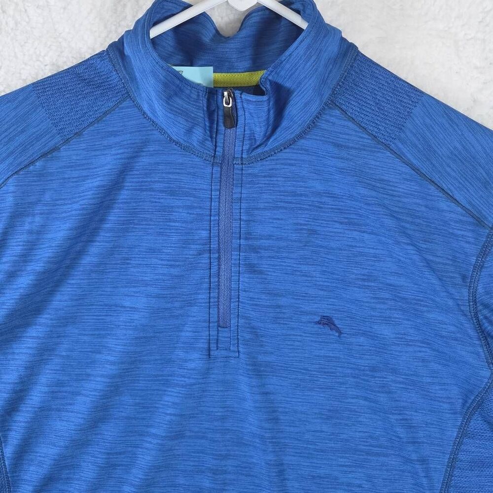 Tommy Bahama Men's Delray IslandZone 1/4 Zip Performance Sweatshirt‎ Blue Medium - Picture 2 of 7